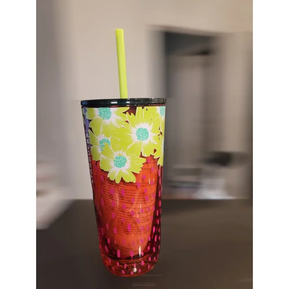 Starbucks New 2022 Strawberry Berry Blossom Glass Tumbler Cold Cup 18oz